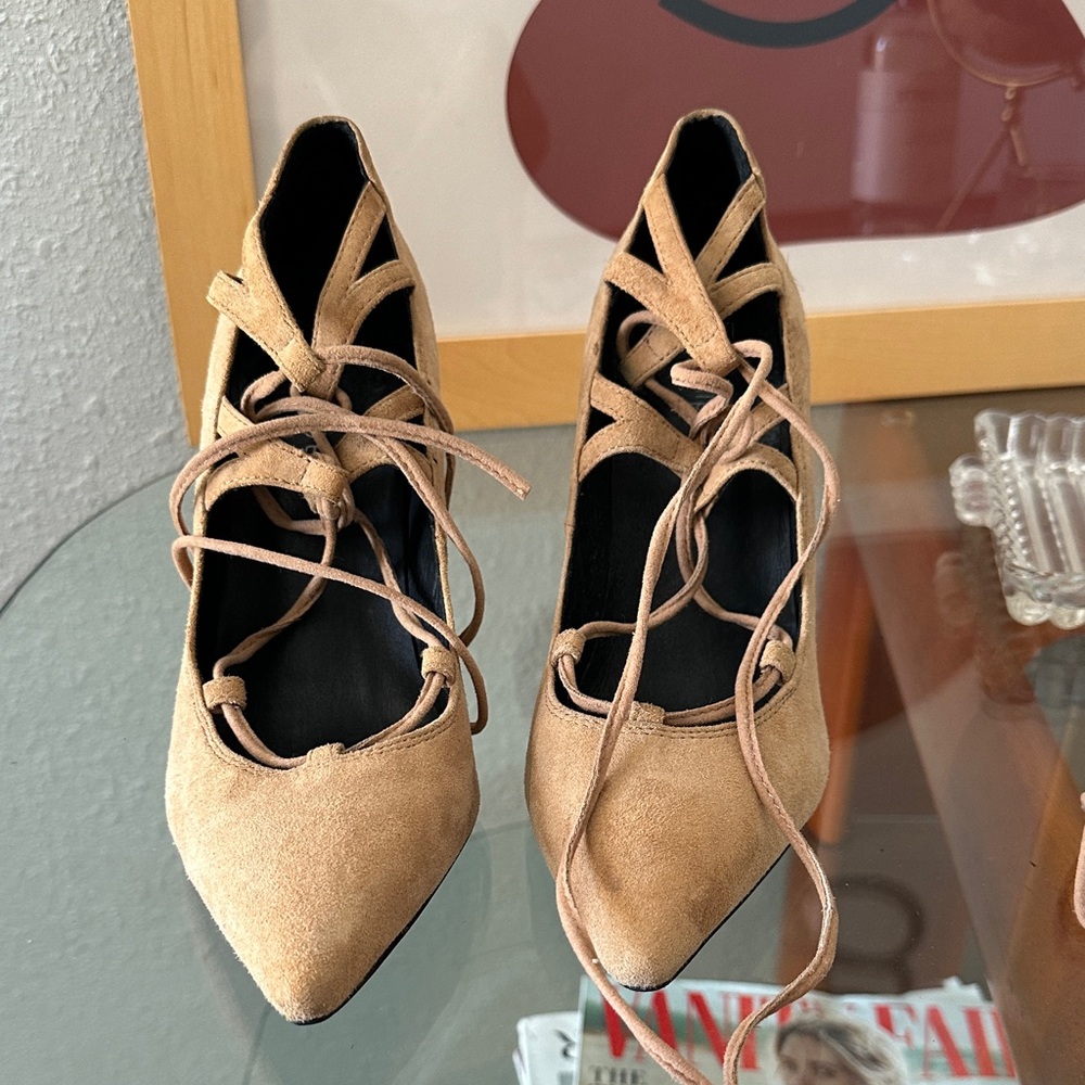 Jeffrey Campbell Elegant Tan Lace-Up Women's Shoes